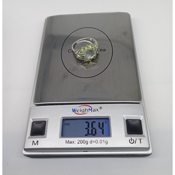 Smoky Quartz Green Peridot Ring Sterling Silver 925 Size 7 Prong Set Sparkly! - Picture 12 of 12